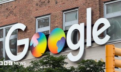 Google logo on the side of a building.