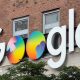 Google logo on the side of a building.