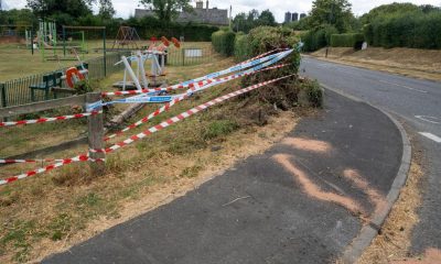 Overturned car leaves Barton playground badly damaged