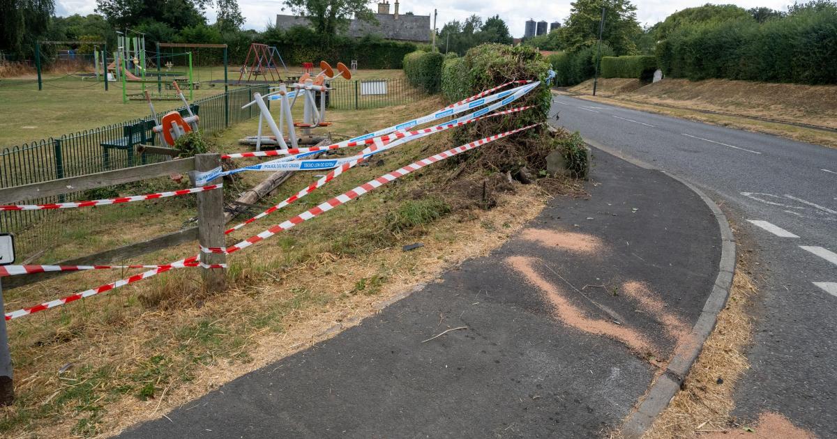 Overturned car leaves Barton playground badly damaged
