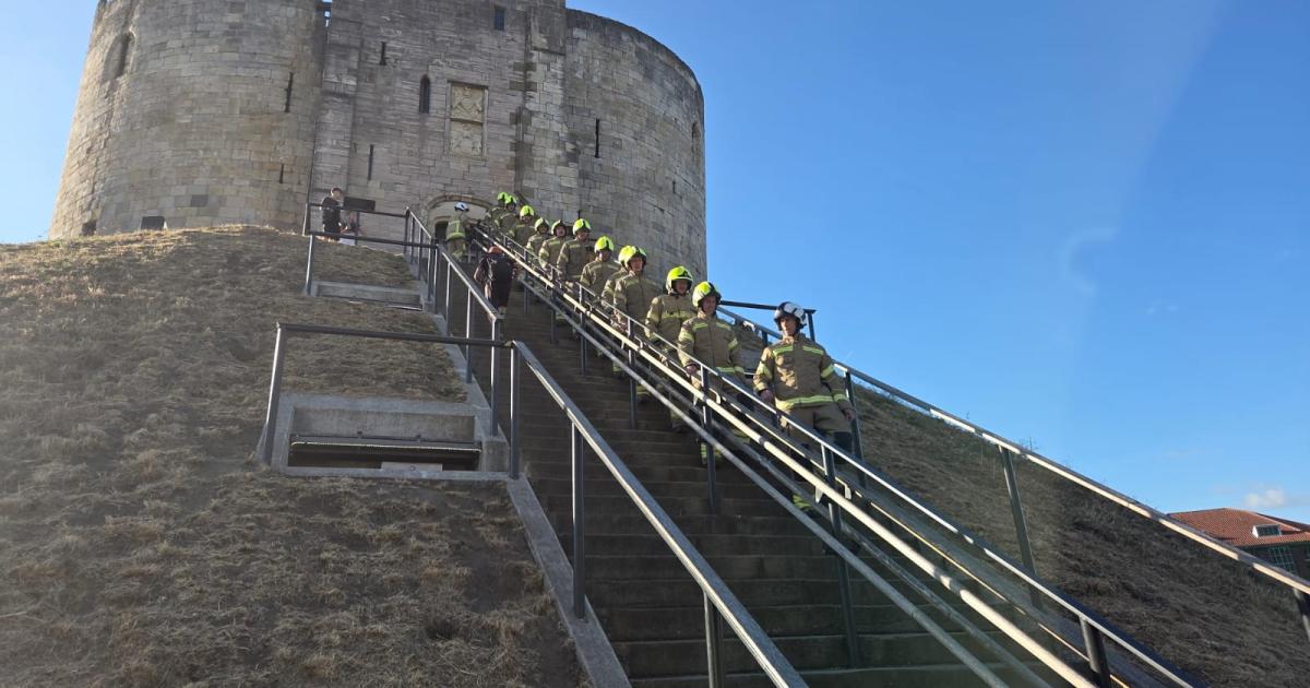 Firefighters memorial climb challenge at Clifford's Tower