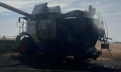 Farm warning after Dalton Piercy combine harvester blaze