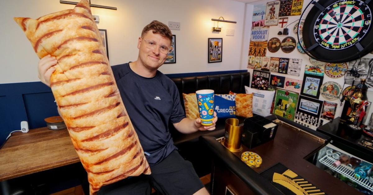 Greggs superfan builds a pastry-themed bar in his garden