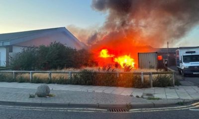Flames pour from fire behind Seaham Aldi supermarket