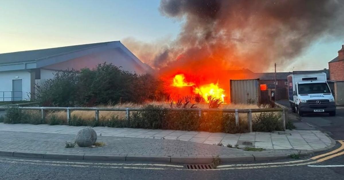 Flames pour from fire behind Seaham Aldi supermarket