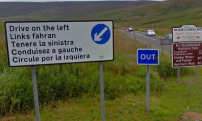 'Drive on the left' sign at England-Scotland border baffles drivers