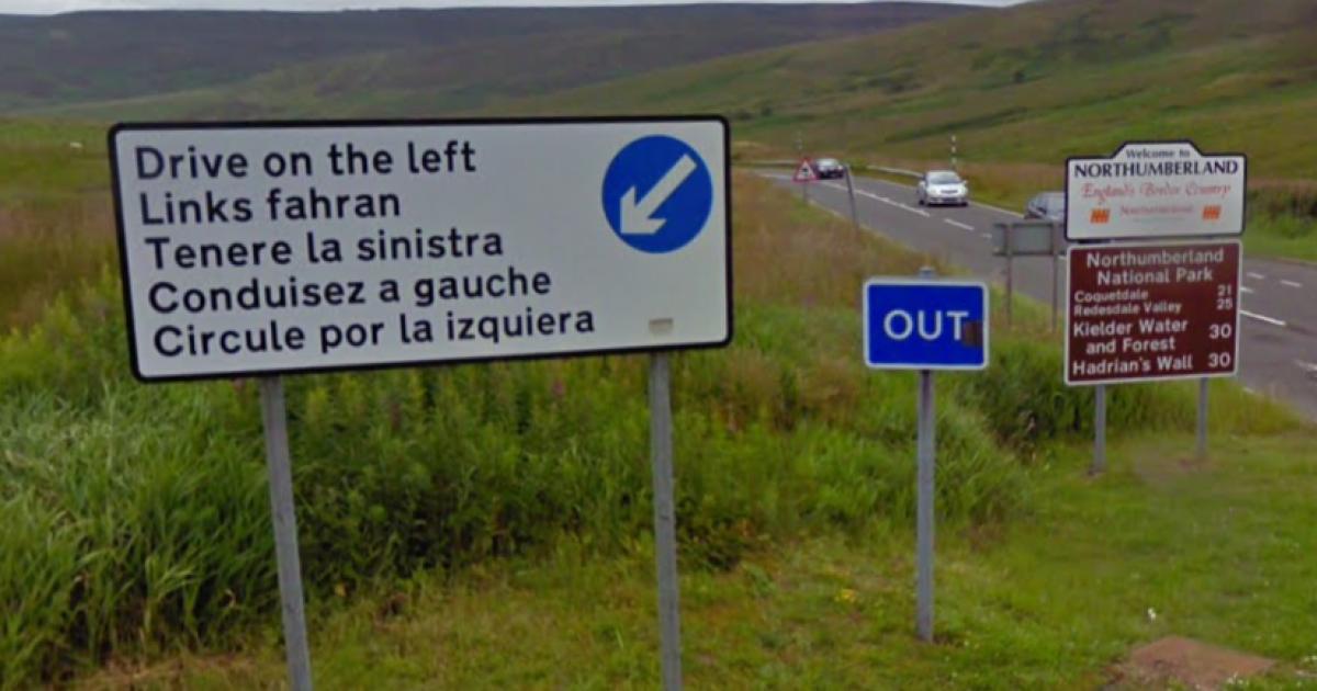 'Drive on the left' sign at England-Scotland border baffles drivers