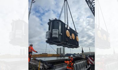 Transformer units travel via canal barge to Eggborough