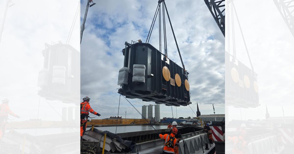 Transformer units travel via canal barge to Eggborough