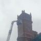 Man climbs Swan Lane Mills scaffolding as fire crews attend