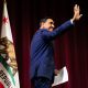 Rep. Ro Khanna (D-Calif.) gestures at a town hall event in February 2026 in Stanford, California.