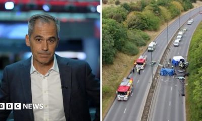 Daniel Sandford split screen with car crash