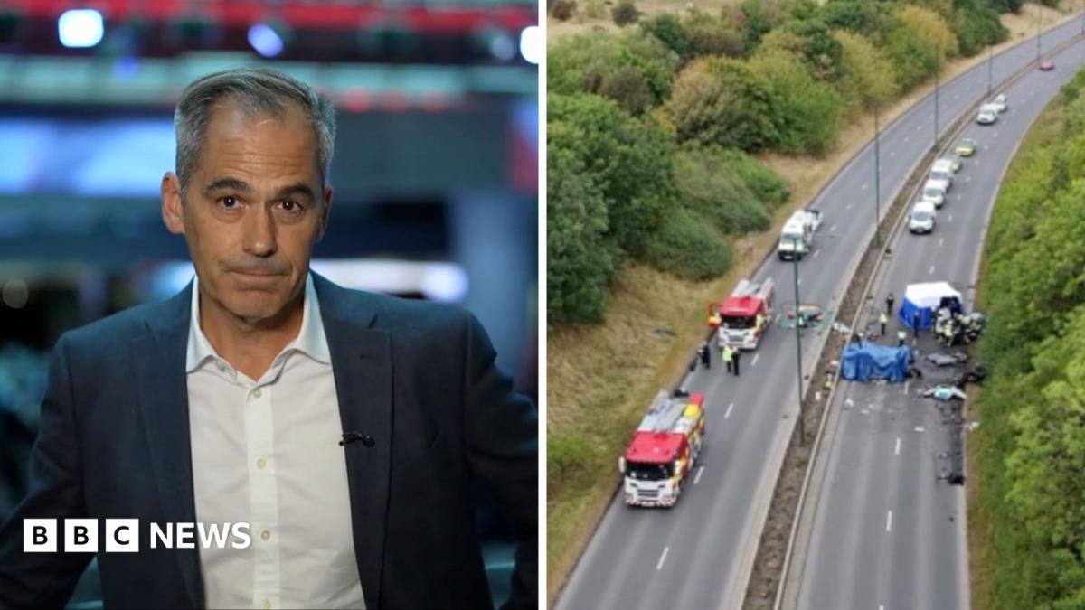 Daniel Sandford split screen with car crash
