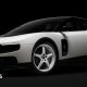 A white, custom version of the electric Ferrari Luce sold during a Sotheby's auction.