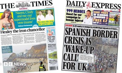 The headline on the front page of the reads: "Spanish border crisis is 'wake-up call' for UK."