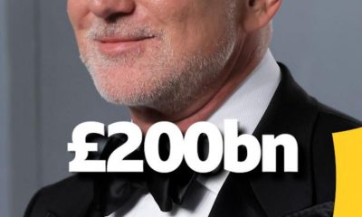 Jeff Bezos at a red carpet with a '£200bn' text graphic