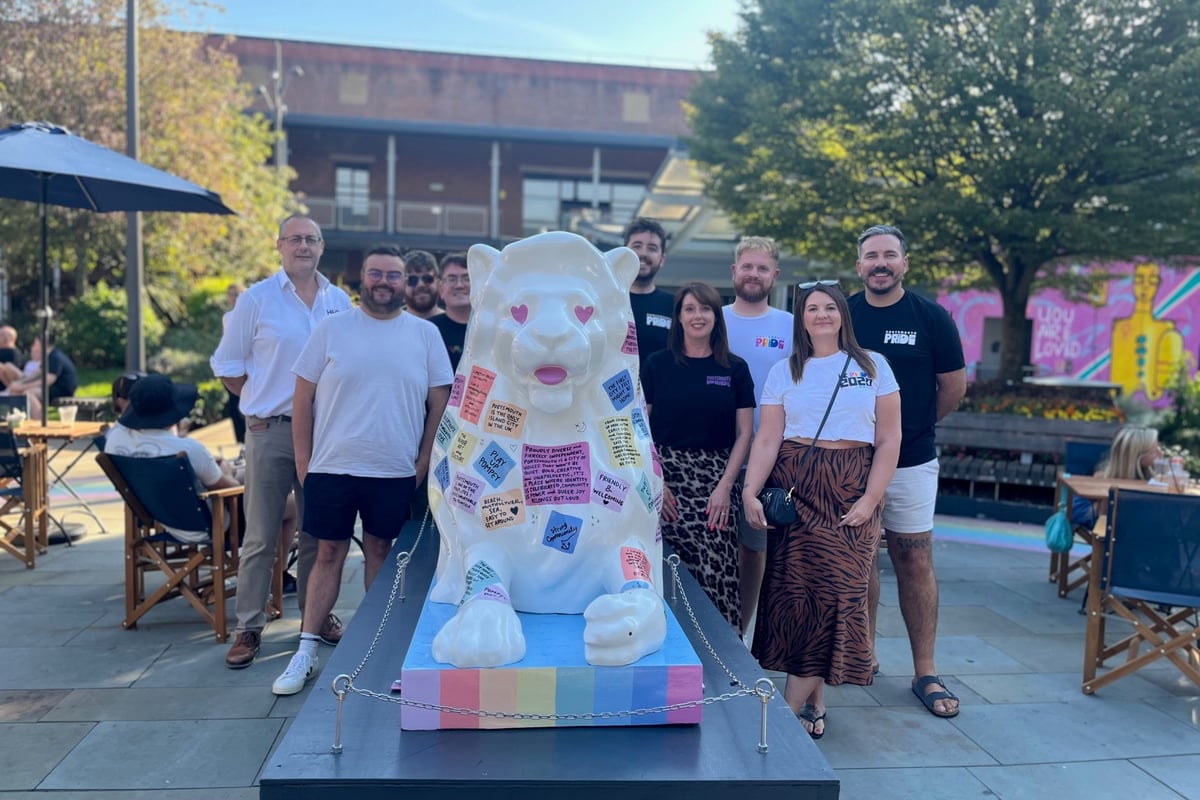 Hampshire Flag Company partners with Portsmouth Pride to sponsor Pride of Portsmouth lion sculpture