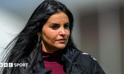 Hearts head coach Eva Olid watches from the technical area during the ScottishPower Women's Premier League match between Hearts Women and Glasgow City