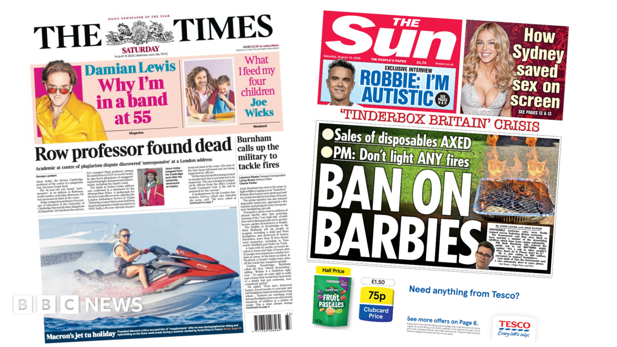 "Row professor found dead" reads the headline on the front page of the Times.