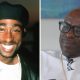 Split screen. Left, Tupac Shakur is seen. Right, Mopreme Shakur is seen.