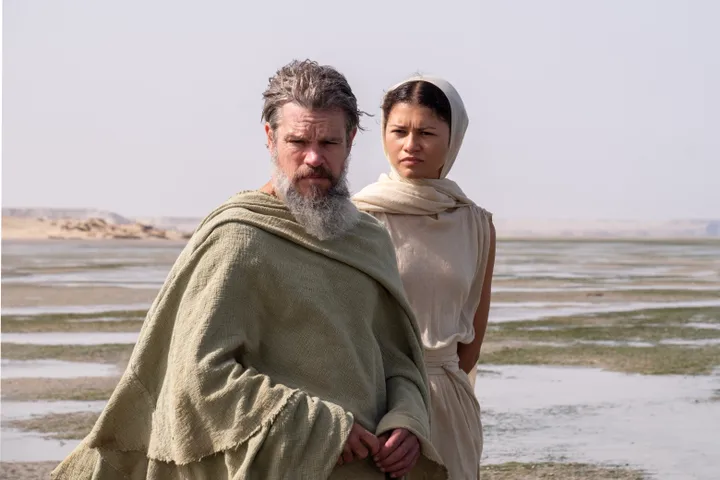 Odysseus and Athena in Nolan’s latest film.
