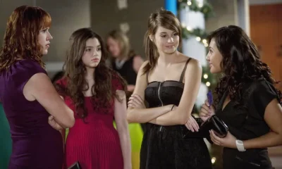 Molly Ringwald, India Eisley, Shailene Woodley and Francia Raisa on the set of The Secret Life Of The American Teenager