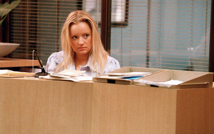 Lucy Davis in character as Dawn in The Office