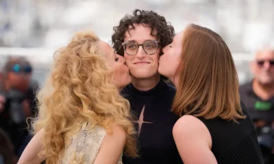 Gillian Anderson, director Jane Schoenbrun and Hannah Einbinder pictured in Cannes earlier this year