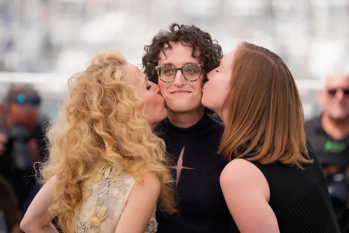 Gillian Anderson, director Jane Schoenbrun and Hannah Einbinder pictured in Cannes earlier this year