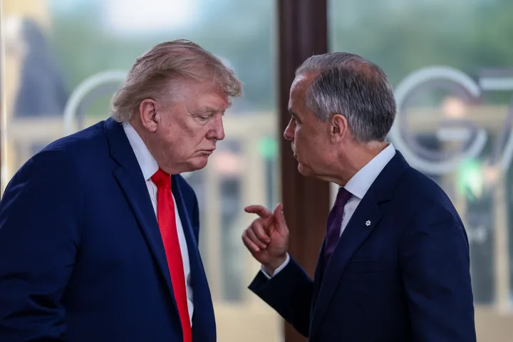 Donald Trump and Mark Carney at the G7 summit in June.