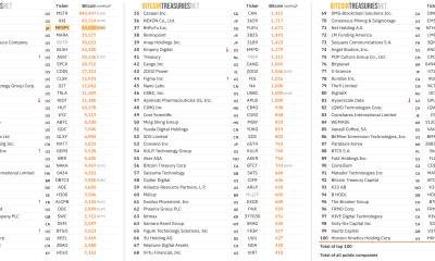 Top 100 Public Bitcoin Treasury Companies