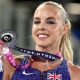 Keely Hodgkinson poses with her silver medal after the women's 800m final