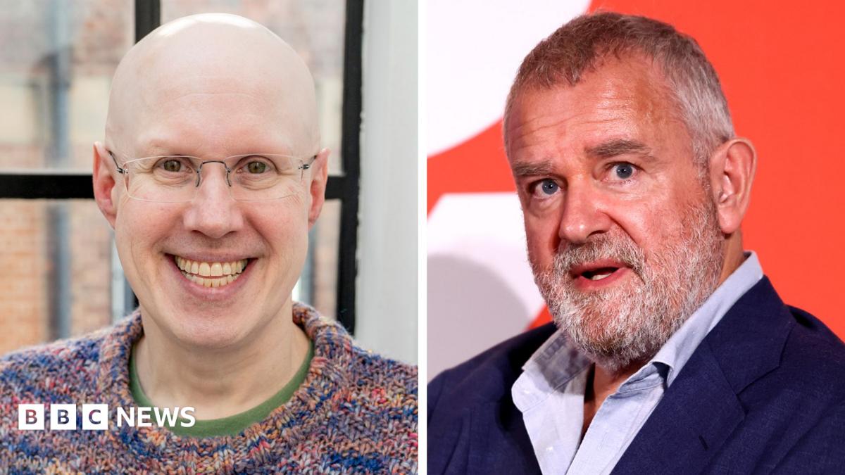 A composite image of Matt Lucas and Hugh Bonneville