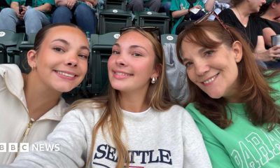 Julianna (left), Paige (centre) and mum Elizabeth Cardner at a baseball game
