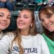Julianna (left), Paige (centre) and mum Elizabeth Cardner at a baseball game