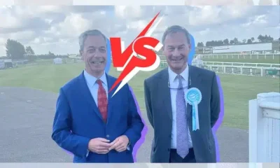 Nigel Farage of Reform UK and Rupert Lowe of Restore Britain