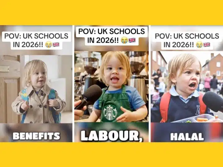 Images of an AI toddler making right-wing talking points
