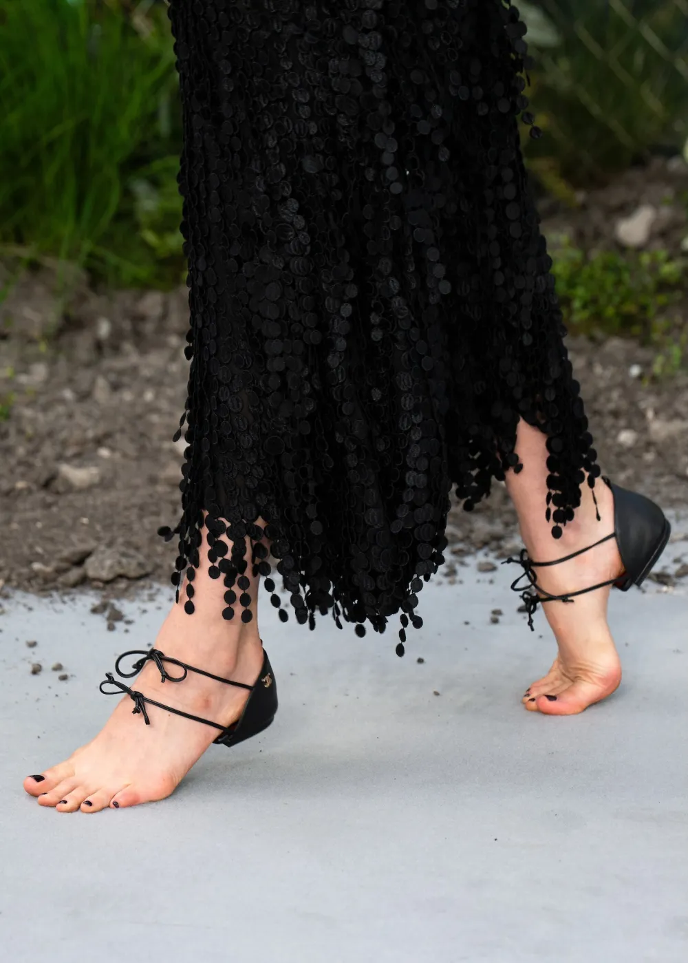 Margaret Qualley Frees Her Toes in Barefoot Chanel Shoes