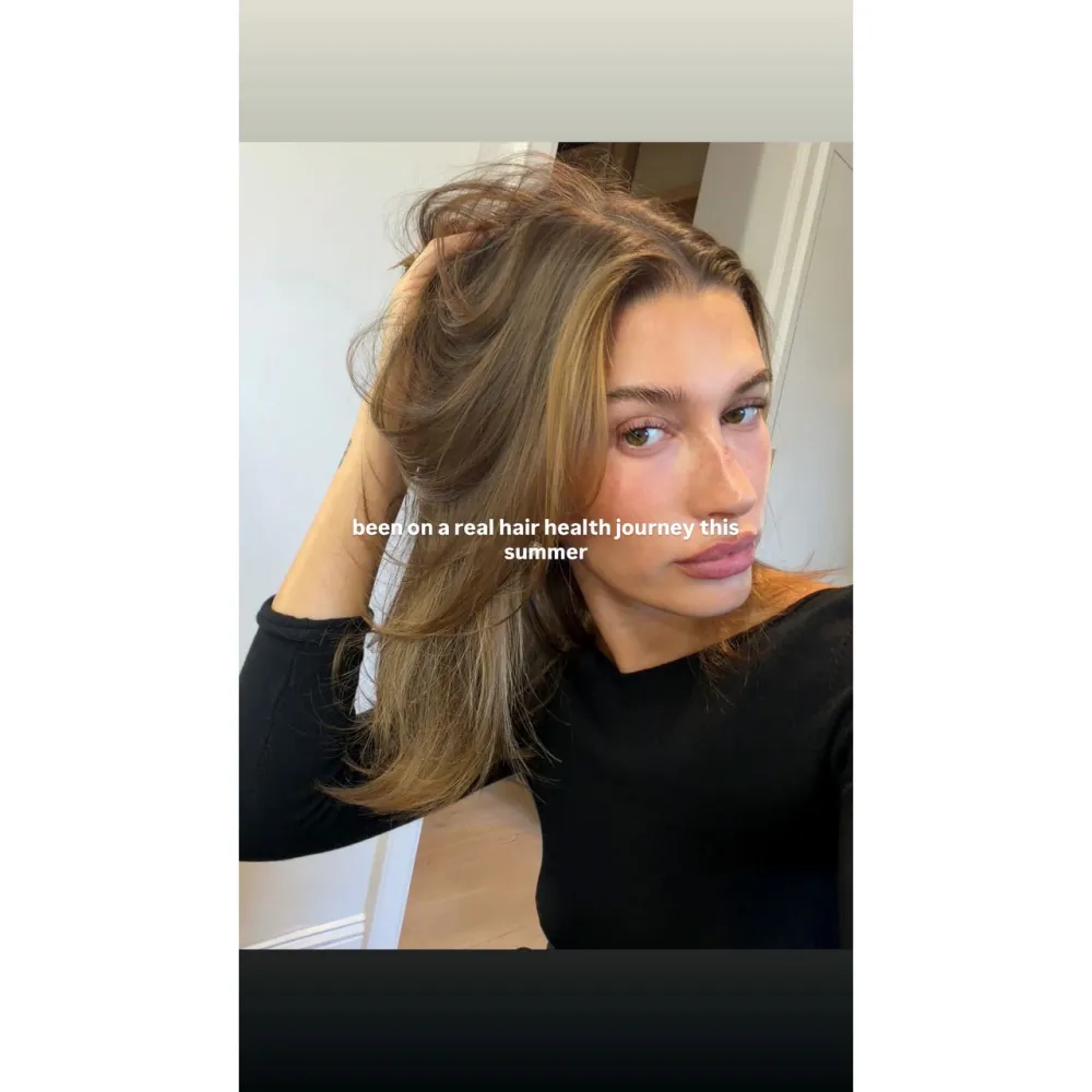 Hailey Bieber Shows Off Shiny Hair