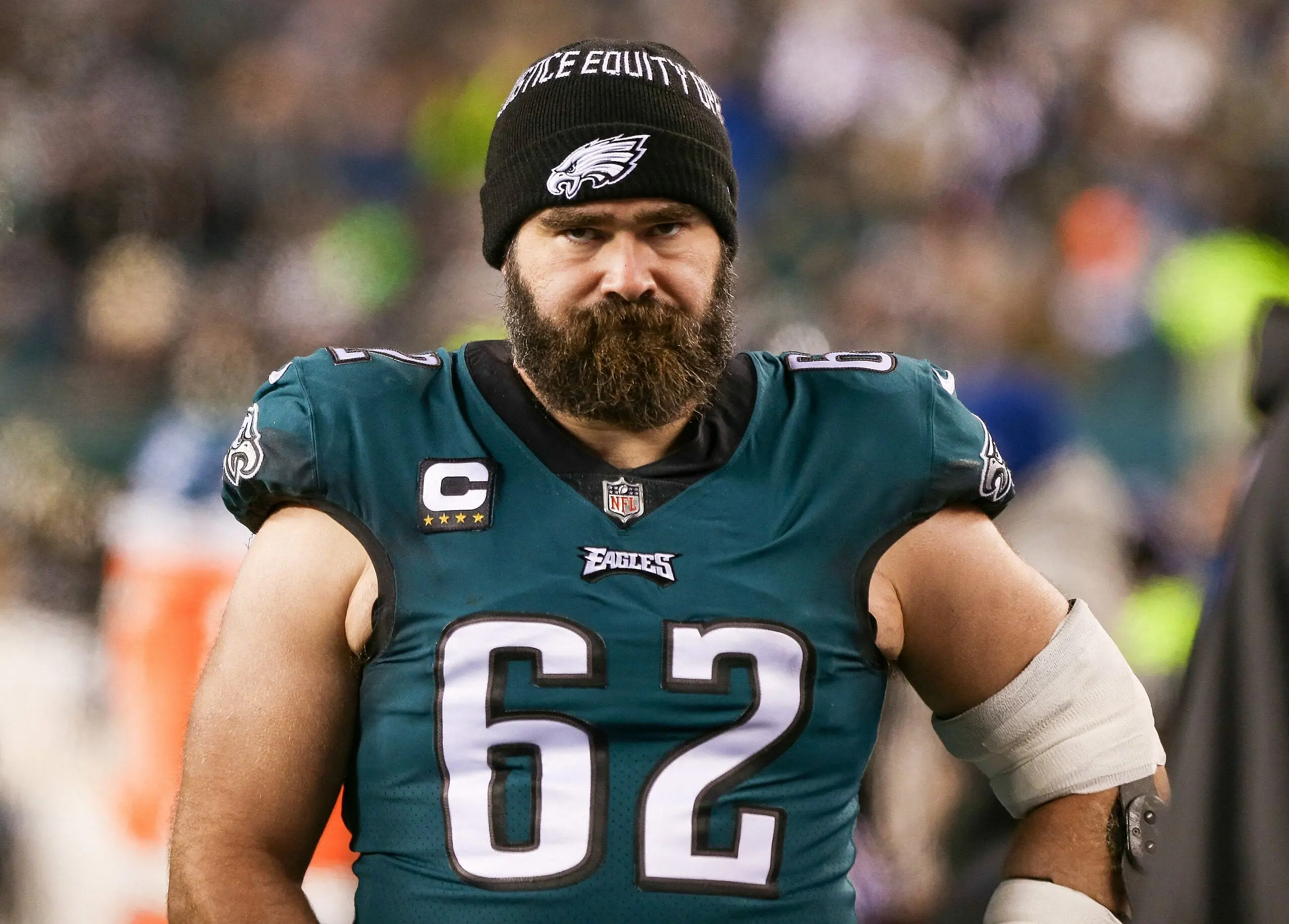 Jason Kelce on the field in 2021