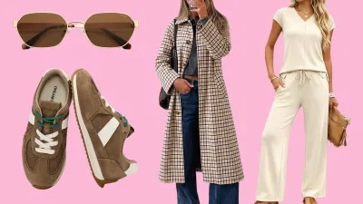 Sunglasses, shoes, trench coat and matching set