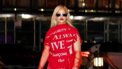 Rihanna Is Red Hot on Mother’s Day in Sexy Comme des Garcons Ensemble
