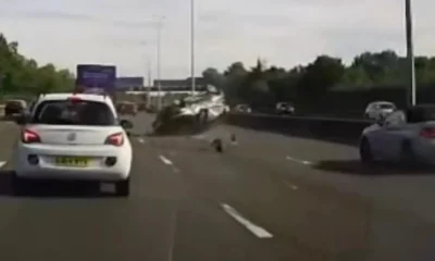 Shocking moment car flips and rolls over in middle of the M25 | News UK