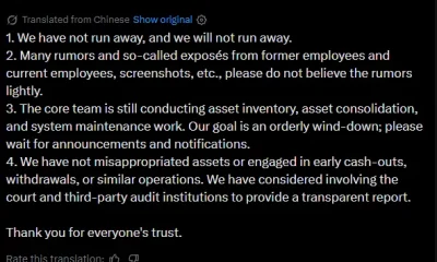 BitMart founder Sheldon Xia denies fleeing or misappropriating user assets and says the exchange is conducting an orderly wind-down.
