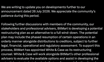 BitMart suggests restructuring weeks after closure announcement