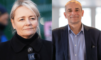 Headshots of Sharon Graham and Simon Dubbins side by side