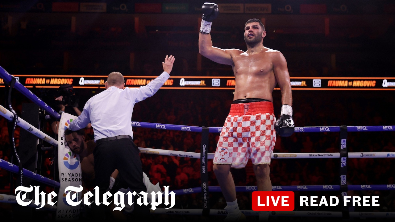 Moses Itauma lifted out of ring after losing IBF title bout to Filip Hrgovic