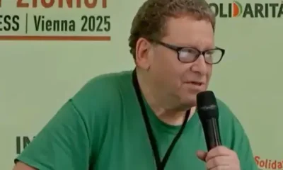 A screenshot of a video of Tony Greenstein delivering a speech at anti-Zionist Jewish Congress in Vienna in 2025