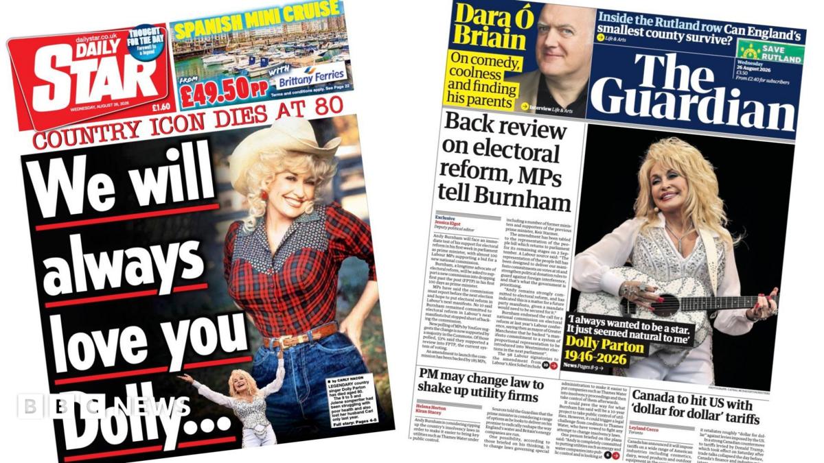 A composite image of the front pages of the Daily Star and the Guardian on 26 August 2026