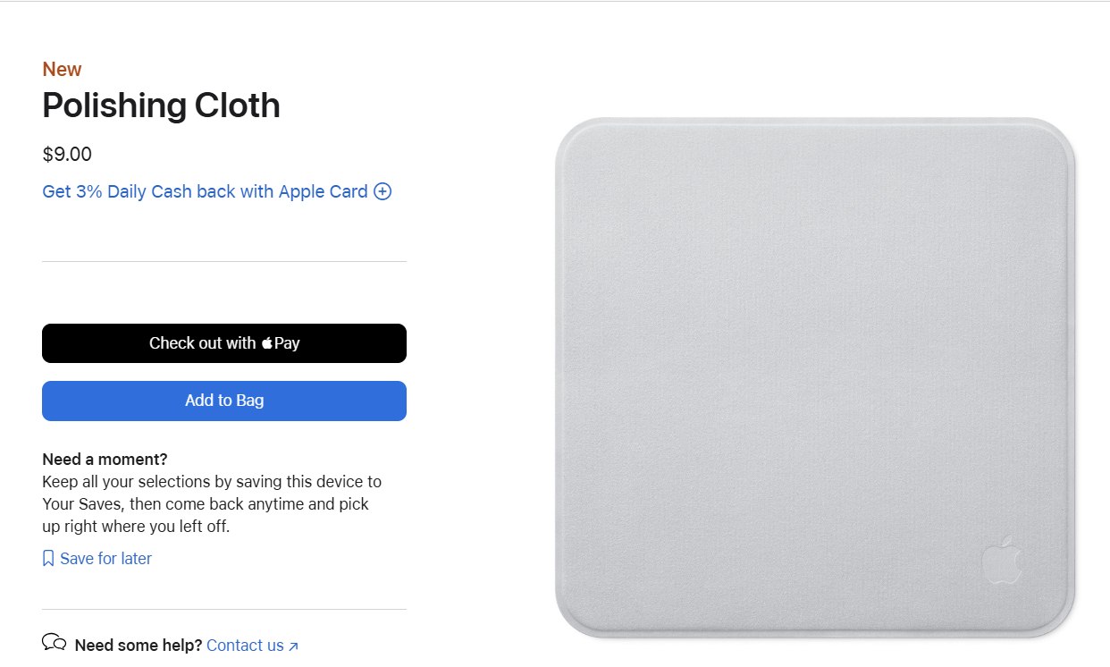 Apple Launches Updated Polishing Cloth at $9, Half the Price